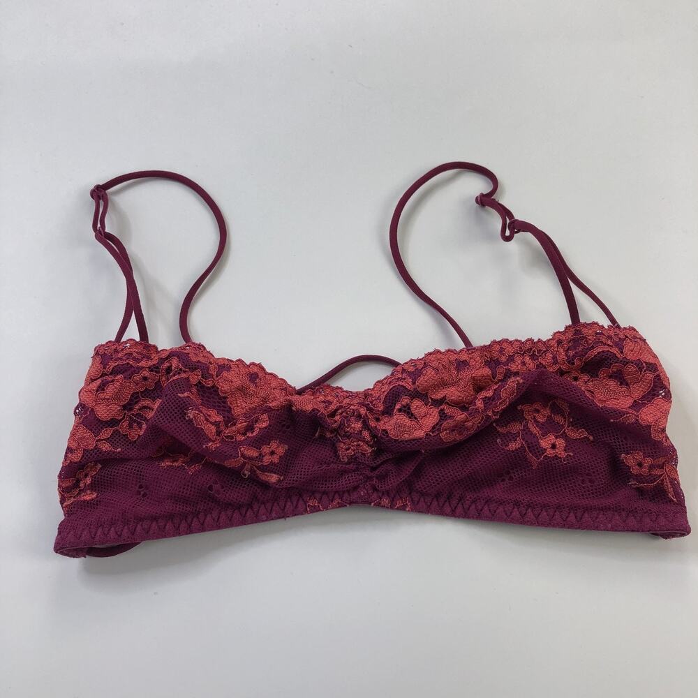 Free People Intimately Bra Womens Petite Small PS Lace Bandeau Bralette Red